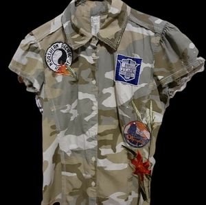 3J Workshop Johnny Was Camo Patched Button Up